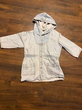 Vintage Guess Light Wash Denim Hooded Parka Jacket Size S Made in USA